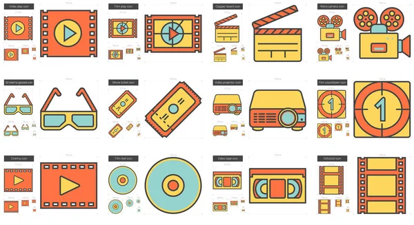 Set de iconos de línea de cine . — Vector de stock