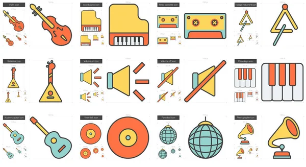 Conjunto de iconos de línea de música . — Vector de stock