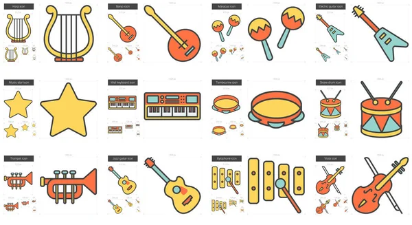 Conjunto de iconos de línea de música . — Vector de stock