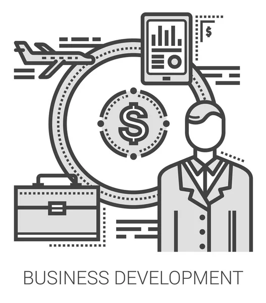 Business development line icons. — Stock Vector