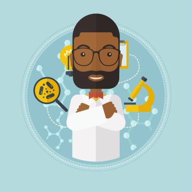 Erkek laboratuvar asistanı vektör çizim.