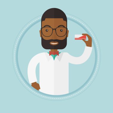 Biraz ilaç gösterilen eczacı.