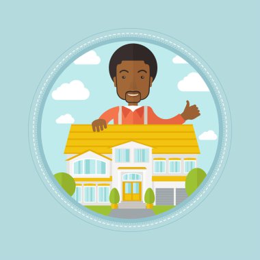 Emlakçı başparmak giving yukarıya.