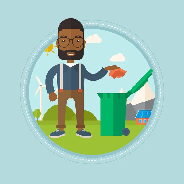 Man throwing away trash vector illustration. — Stock Vector