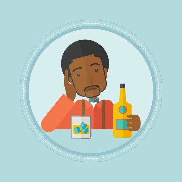 Man drinking alone at the bar vector illustration. — Stock Vector