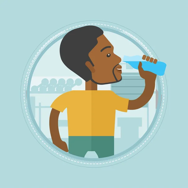Homem esportivo beber água vetor ilustração . —  Vetores de Stock
