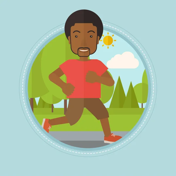 Jonge man loopt in het park vectorillustratie. — Stockvector