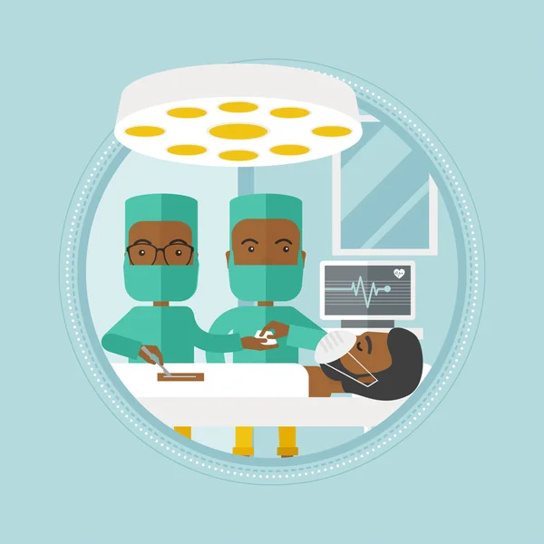 Two surgeons making operation vector illustration. — Stock Vector