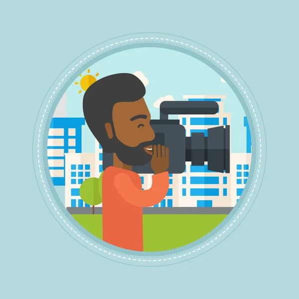 Cameraman met videocamera vectorillustratie. — Stockvector