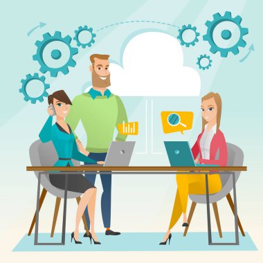 İş karşılaşma içinde office vektör çizim.