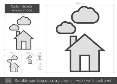 Karbondioksit emisyon satırı simgesi.
