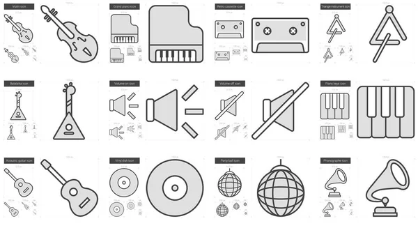 Muziek lijn pictogrammenset. — Stockvector