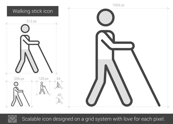 Wandelstok lijn pictogram. — Stockvector