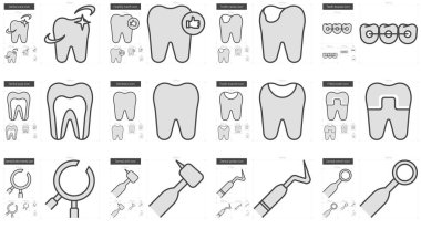 Stomatology satır Icon set.