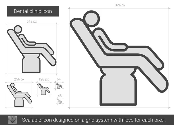 Ícone de linha clínica odontológica . — Vetor de Stock