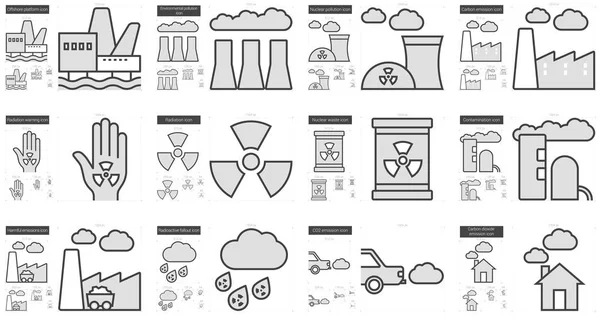 Ecology biohazard line icon set. — Stock Vector