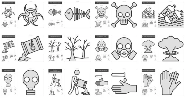 Ecología conjunto de iconos de línea de riesgo biológico . — Vector de stock