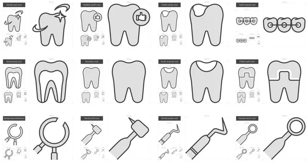 Stomatologie Linie Symbol gesetzt. — Stockvektor