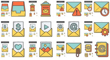 E-posta hattı Icon set.