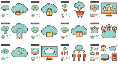 Yüksek teknoloji hattı Icon set.