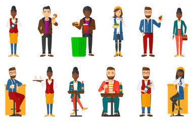 Yeme ve içme halkı vektör ayarla.