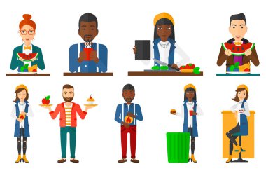 Yeme ve içme halkı vektör ayarla.