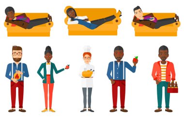 Yeme ve içme halkı vektör ayarla.