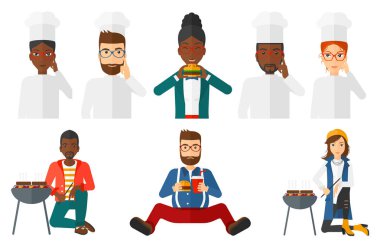 Yeme ve içme halkı vektör ayarla.