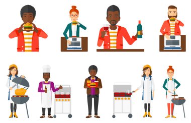 Yeme ve içme halkı vektör ayarla.