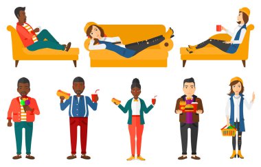 Yeme ve içme halkı vektör ayarla.