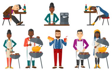 Yeme ve içme halkı vektör ayarla.