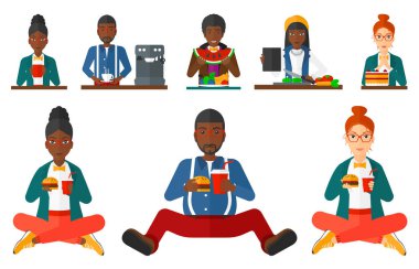 Yeme ve içme halkı vektör ayarla.