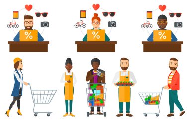 Vektör alışveriş insanlar karakter kümesini.