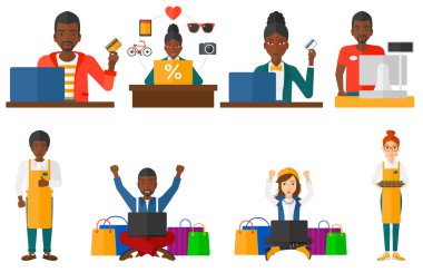 Vektör alışveriş insanlar karakter kümesini.