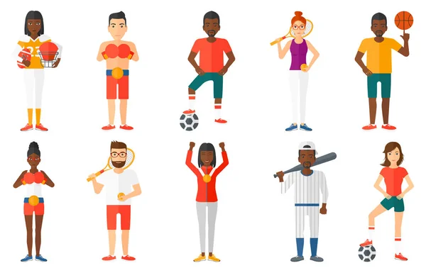 Ensemble vectoriel de personnages sportifs . — Image vectorielle