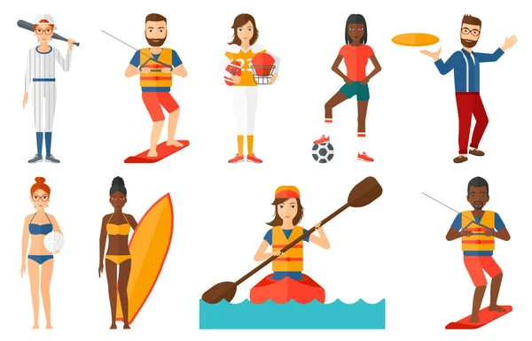 Conjunto vectorial de personajes deportivos . — Vector de stock