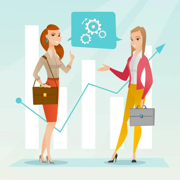 Business women analyzing financial data. — Stock Vector