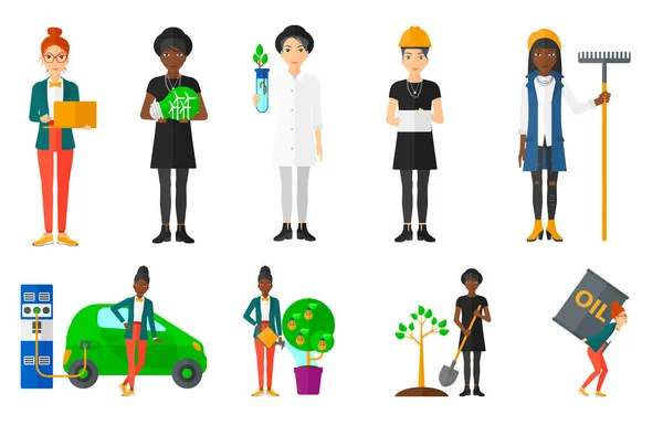 Vector set of characters on ecology issues. Vector Graphics