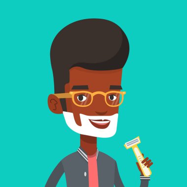 Adam onun yüz vektör çizim tıraş.