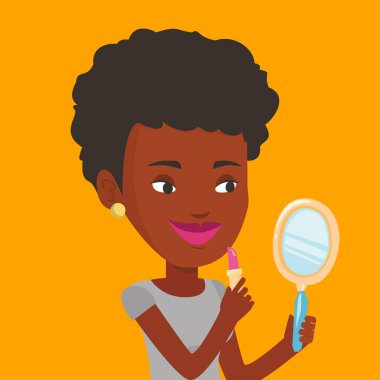 Kadın ruj dudakları ile kırmızı renk ruj.