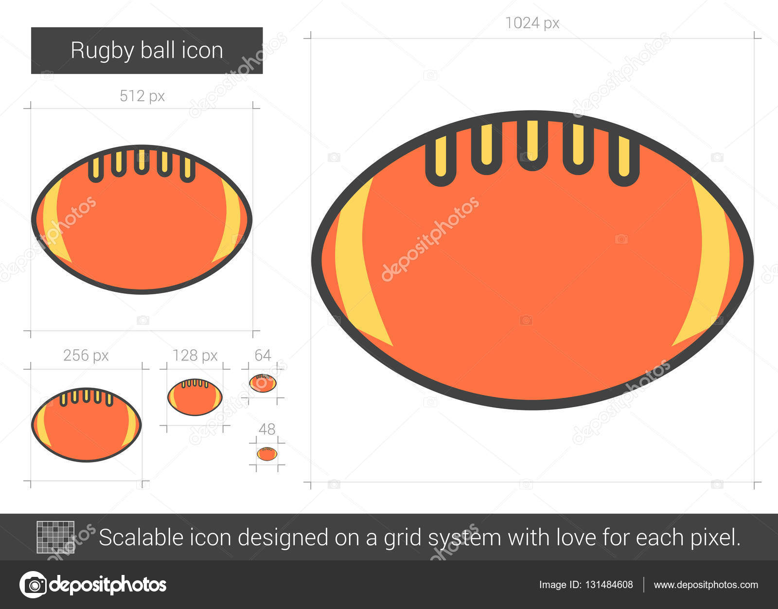 Icône De Ligne Ballon Rugby Image Vectorielle