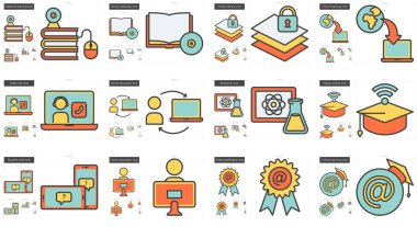 Eğitim satır Icon set.