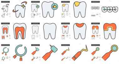Stomatology satır Icon set.