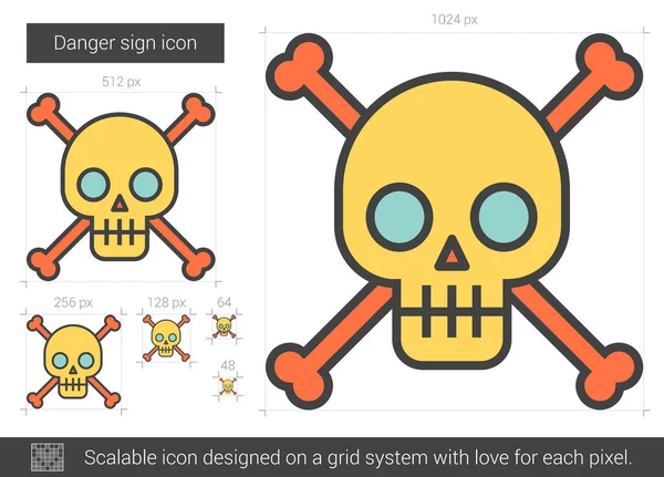 Icône de ligne de signe de danger . — Image vectorielle