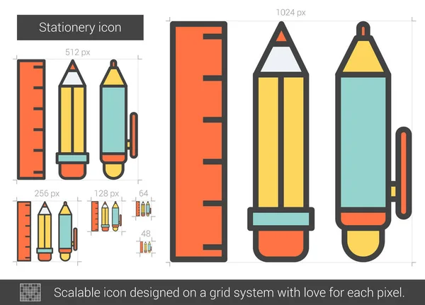 Ikon Stationery Line . - Stok Vektor