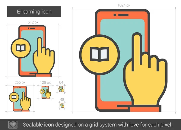 Icône de ligne e-learning . — Image vectorielle