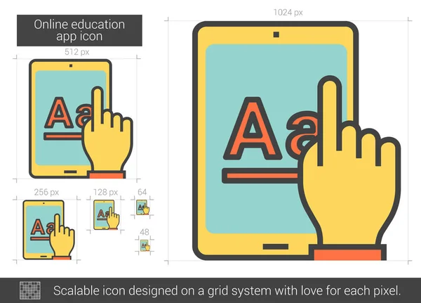 Ícone de linha de aplicativos de educação online . — Vetor de Stock