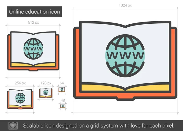 Ícone de linha de educação online — Vetor de Stock