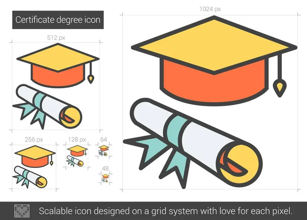 Ícone de linha de grau de certificado . —  Vetores de Stock