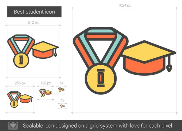 Melhor ícone de linha de estudante . — Vetor de Stock